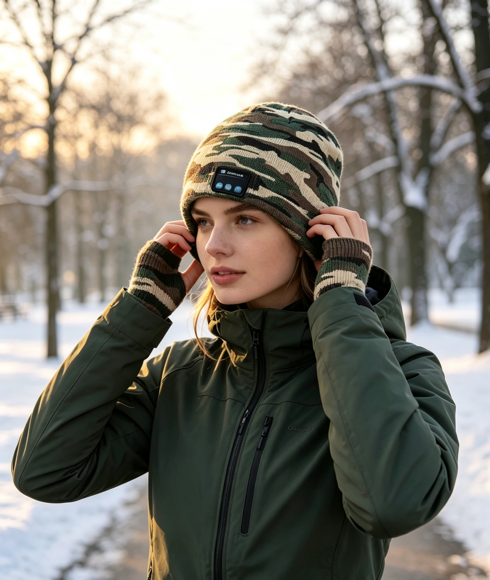 Camouflage bluetooth beanie hat outdoor wear